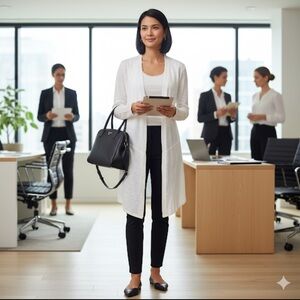 Chico's Foundation Classic Basic Layering White  Cardigan Career S Casual